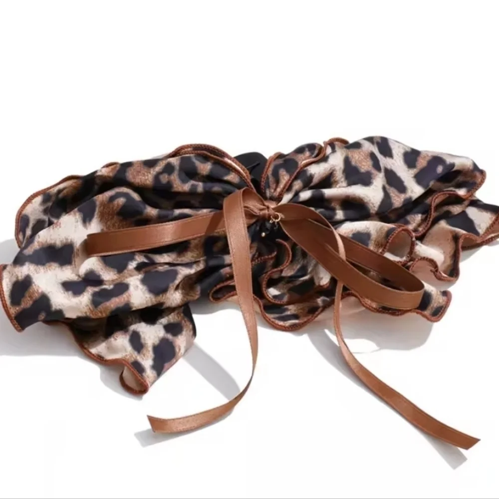 New Untamed Leopard Satin Bow Hair Claw Clip
